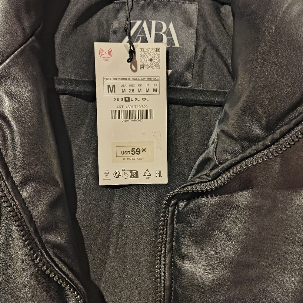 Zara Sleek Black Puffer Coat